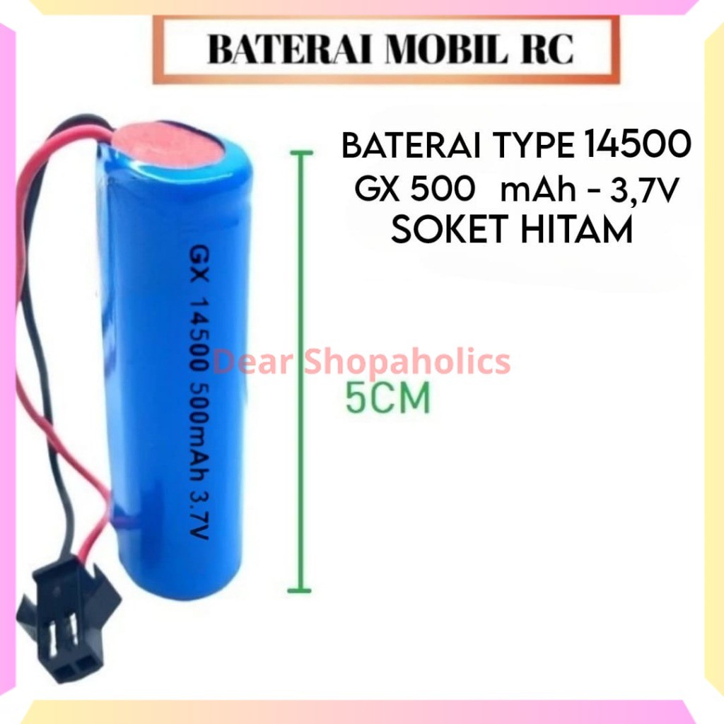 Baterai Charger Mobil Remote Control Soket Hitam RC 14500 Li-ion 3.7Volt-500mAh Batre Remot Kontrol