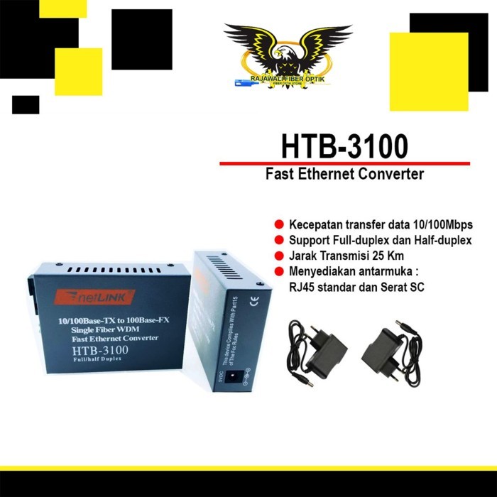 HTB 3100 A+B Media Converter HTB-3100 Netlink 10 100Mbps Fiber Optik