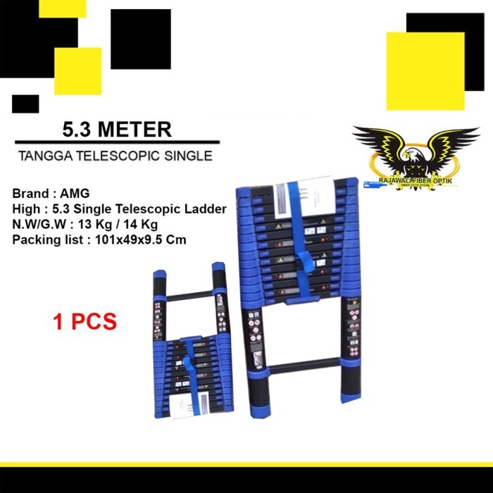 Tangga Teleskopik 5.3 Meter - Biru AMG / Tangga Lipat Teleskopik 5.3M
