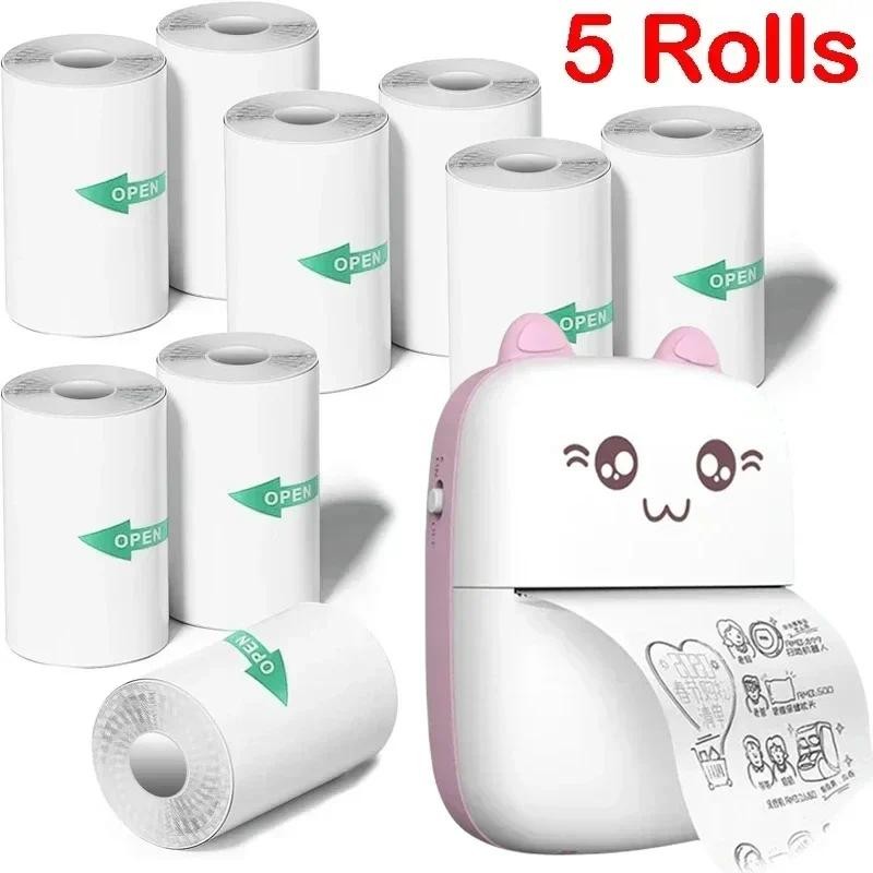 

1/3/5 Rolls Mini Printer Thermal Paper Label Sticker Self-adhesive Thermal Printing Paper Inkless Printing Photo Picture 57x25mm