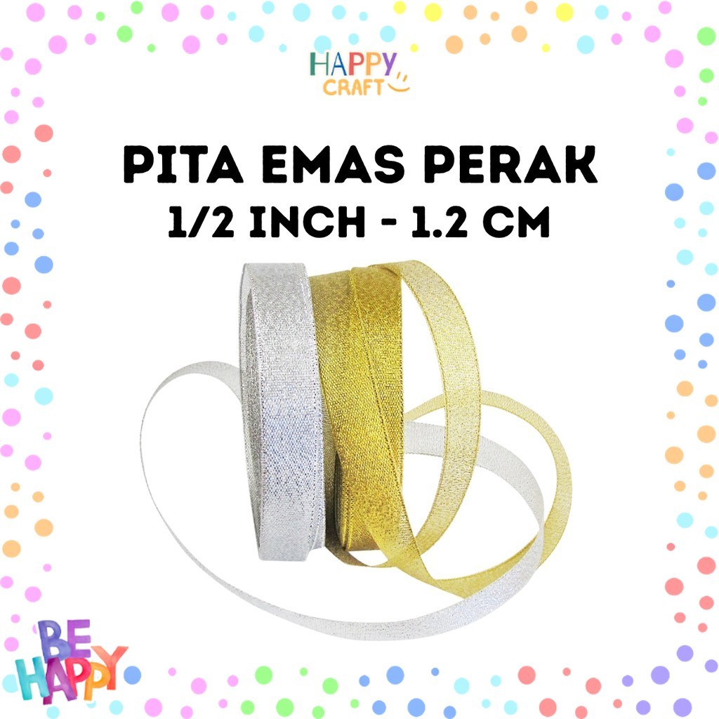 

Pita Emas Perak 1/2 Inch (1,2 Cm) // Pita Glitter