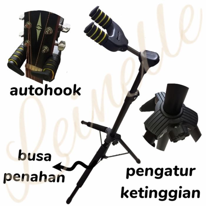 Stand Gitar Single Auto Grab Auto Hook Kunci Otomatis Akustik Elektrik
