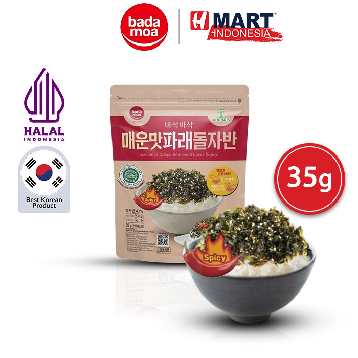 

BADAMOA Crispy Seasoned Laver Spicy - Snack Rumput Laut Bentuk Tabur Rasa Pedas 35g