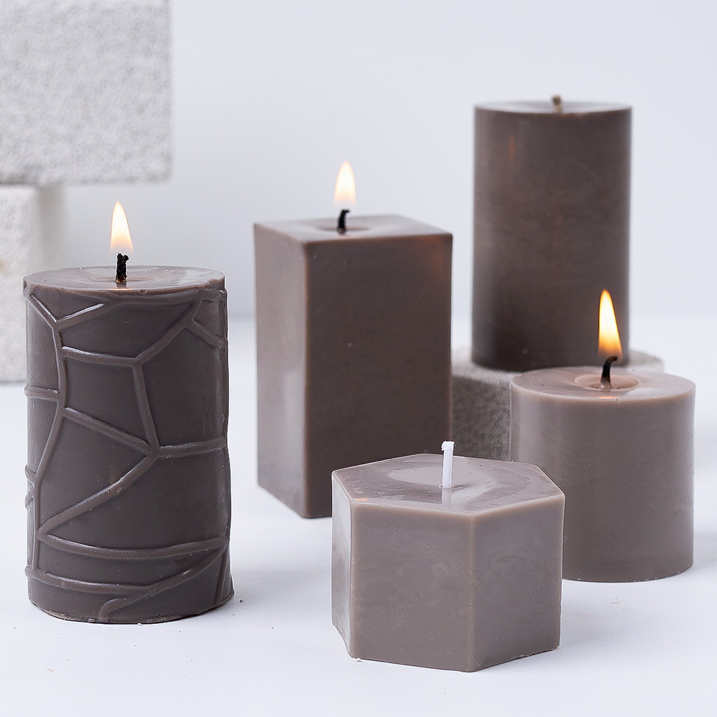 

Geometric Scented Candle Silicone Mold DIY Cylindrical Leather Pattern Square Hexagonal Gypsum Ornament Resin Molds Home Decor