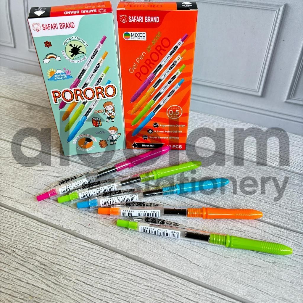 

SELUSIN ( 12 PCS ) Gel Pen Pulpen Gel Pororo Safari 0.5mm lengkap