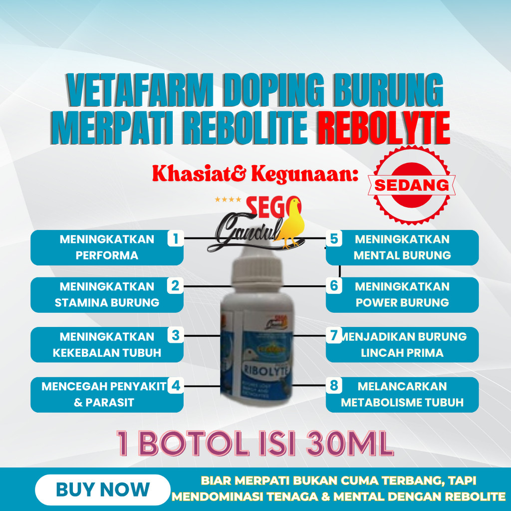 Vetafarm Doping Burung Merpati Rebolite Rebolyte Ribolit 1 botol isi 30ml
