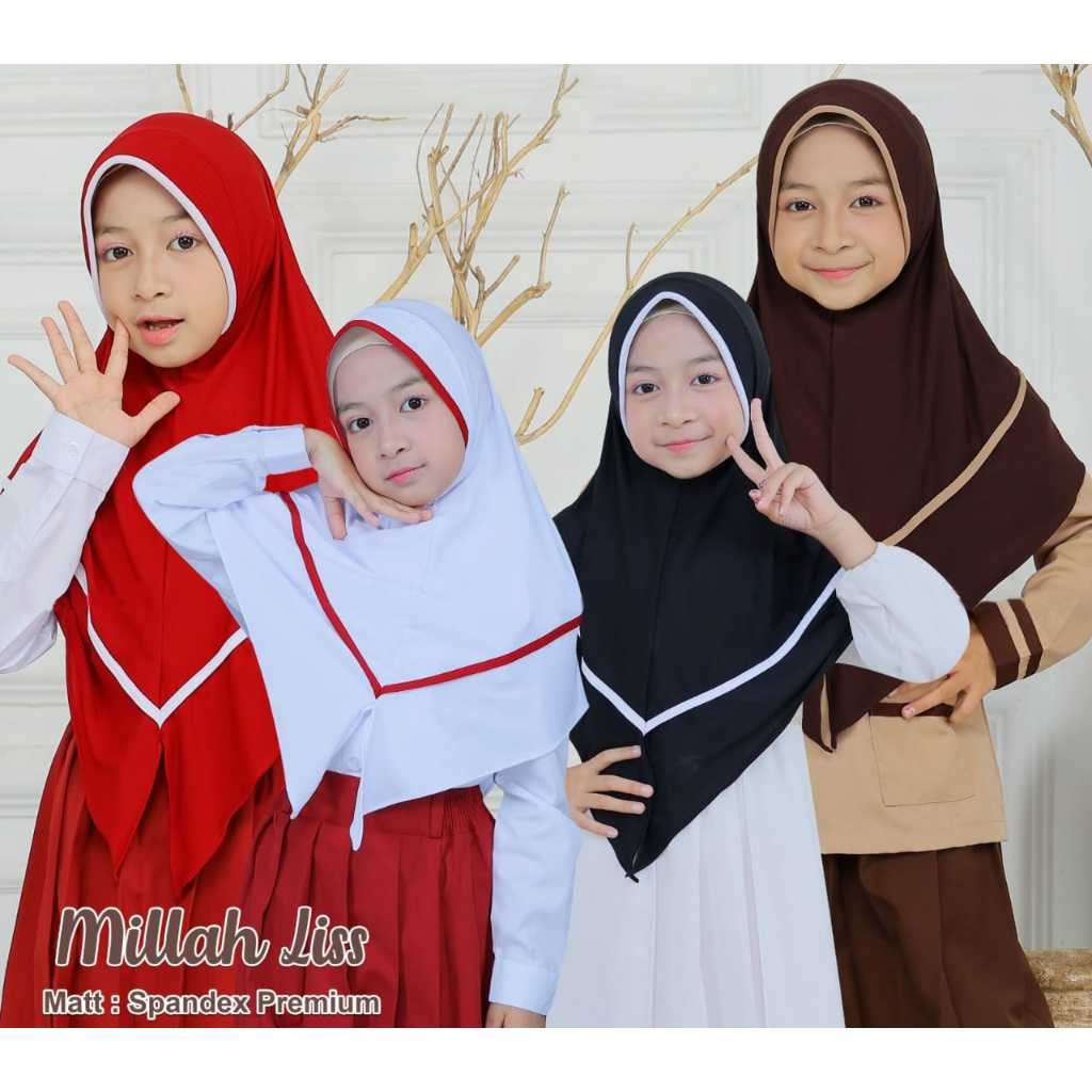 Kerudung Instan Anak Sekolah Millah List Jilbab Sekolah SD Jersey Spandek Jilbab Instan Anak Termura