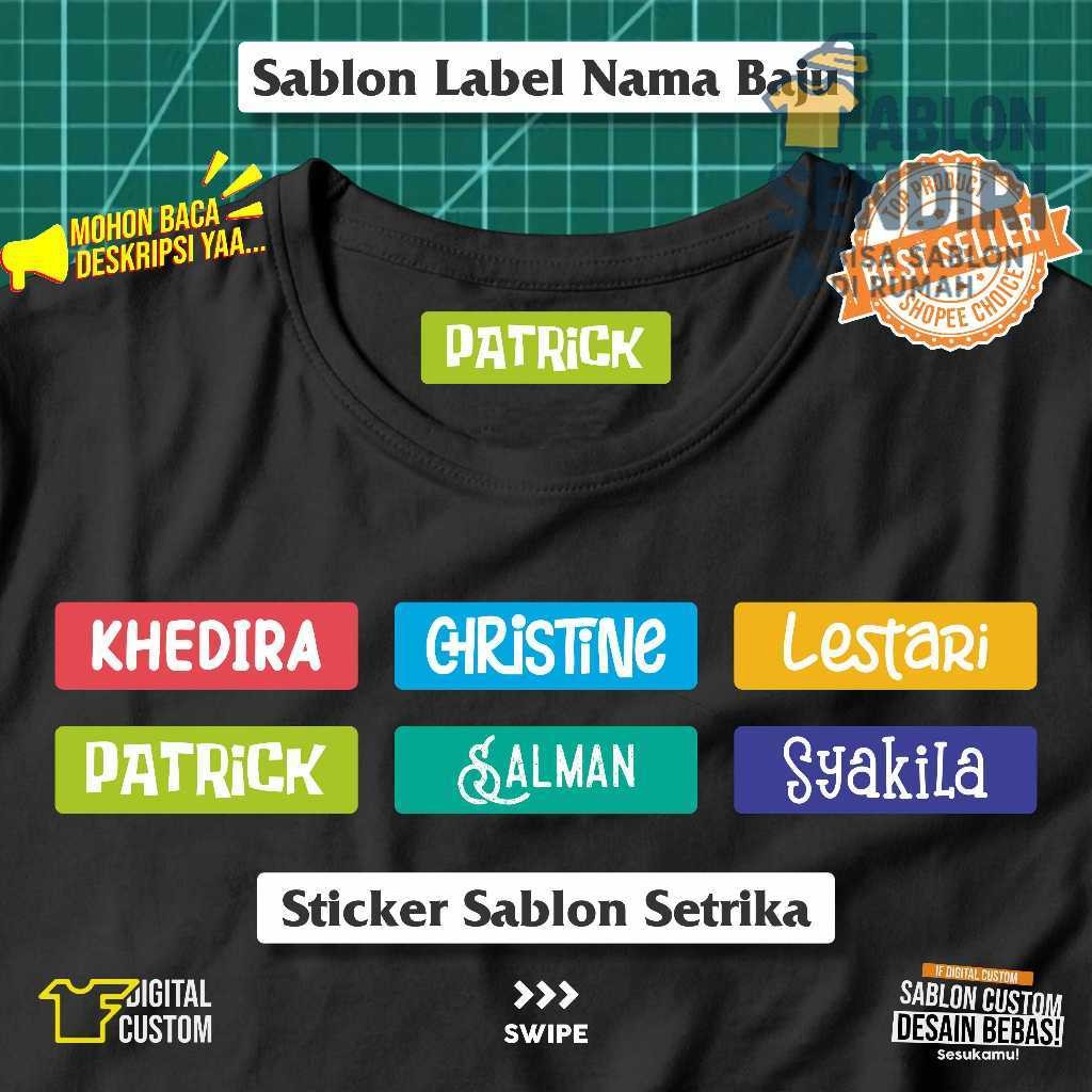 

Stiker Kain Label Nama Baju Anak Sekolah Pesantren Asrama Name Tag Laundry Sticker Sablon Setrika DTF IF Digital Custom Siap Press