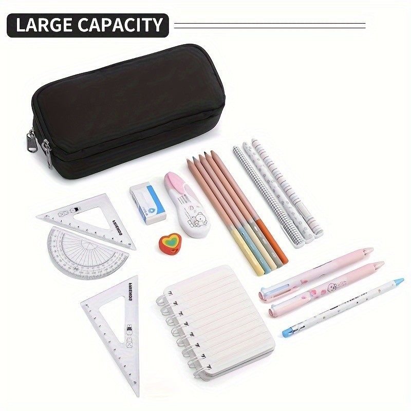 

Large Capacity Waterproof Nylon Pencil Case Durable Stationery Storage Box For Office School Supplies Can Accommodate 50 Pens