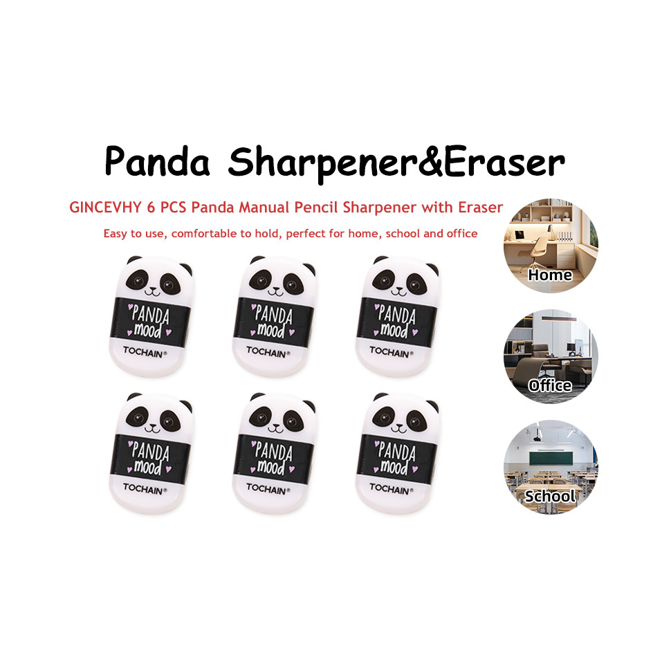 

1Pcs Cute Panda Pencil Sharpeners, 2-in-1 Handheld Pencil Sharpener with Eraser, Pencil Erasers in Double Covers