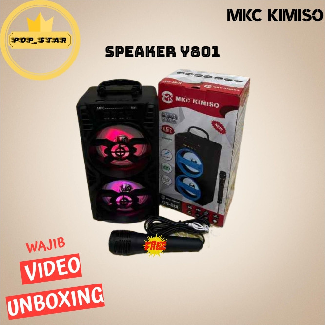 PROMO BARU 【COD】MKC KIMISO-Y-801SPEAKER BLUETOOTH FULLBASS FREE MIC FOR KARAOKE