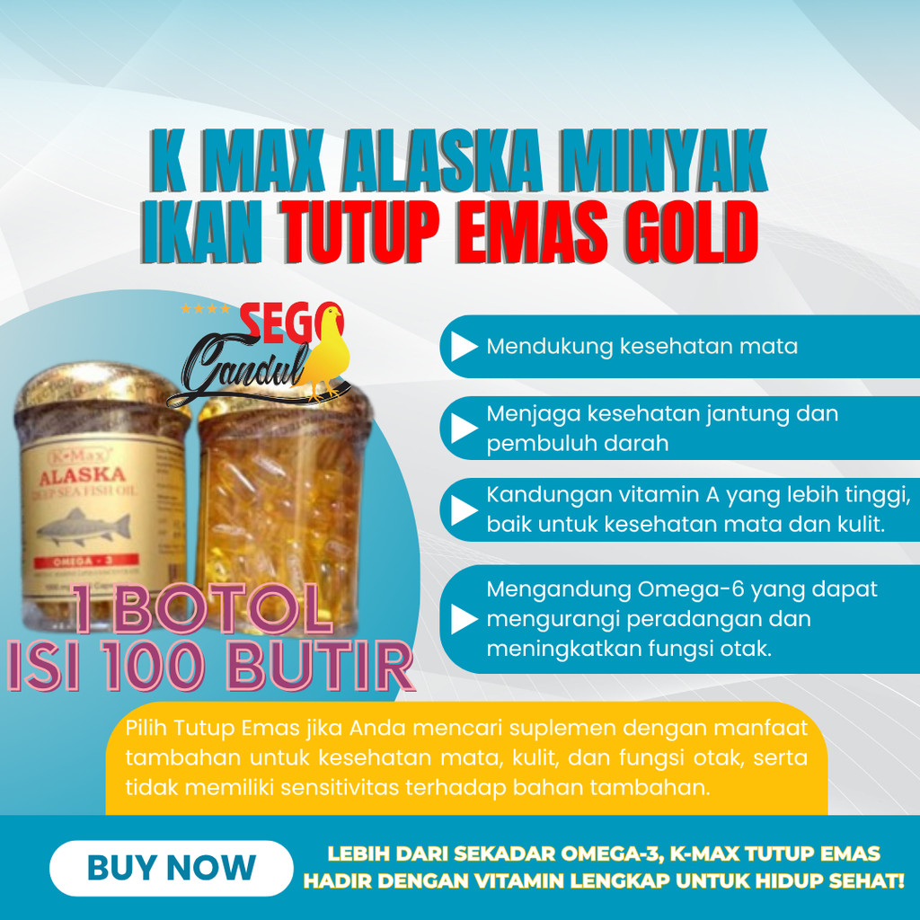 K Max Alaska minyak ikan tutup emas gold 1 botol isi 100 butir