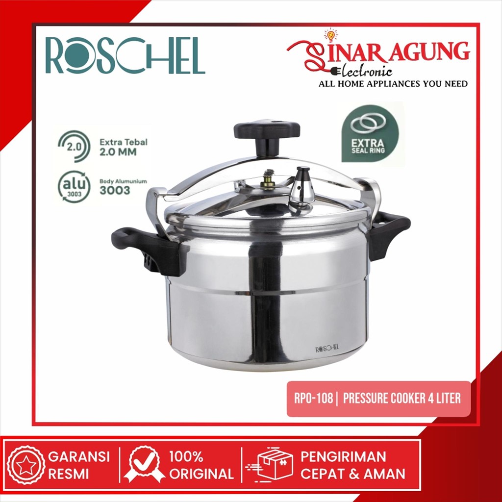 Roschel RPO-108 Pressure Cooker 8 Liter High Grade Aluminium 3003