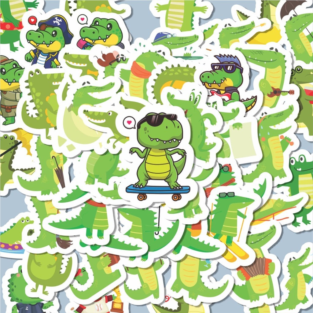 

100PCS Lucu Sticker Hewan Buaya Stiker Aesthetic Stiker Anti Air Stikers Berperekat Waterproof sticker decal buat Motor Helm Buku Journal Koper Casing HP Laptop Botol Minum Hadiah anak