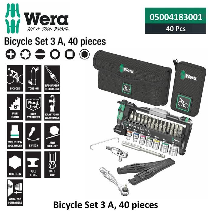 Wera 05004183001 - Tool Kit Sepeda Lengkap Set Bicycle Set 3 A Wera Tools - 40 Pcs