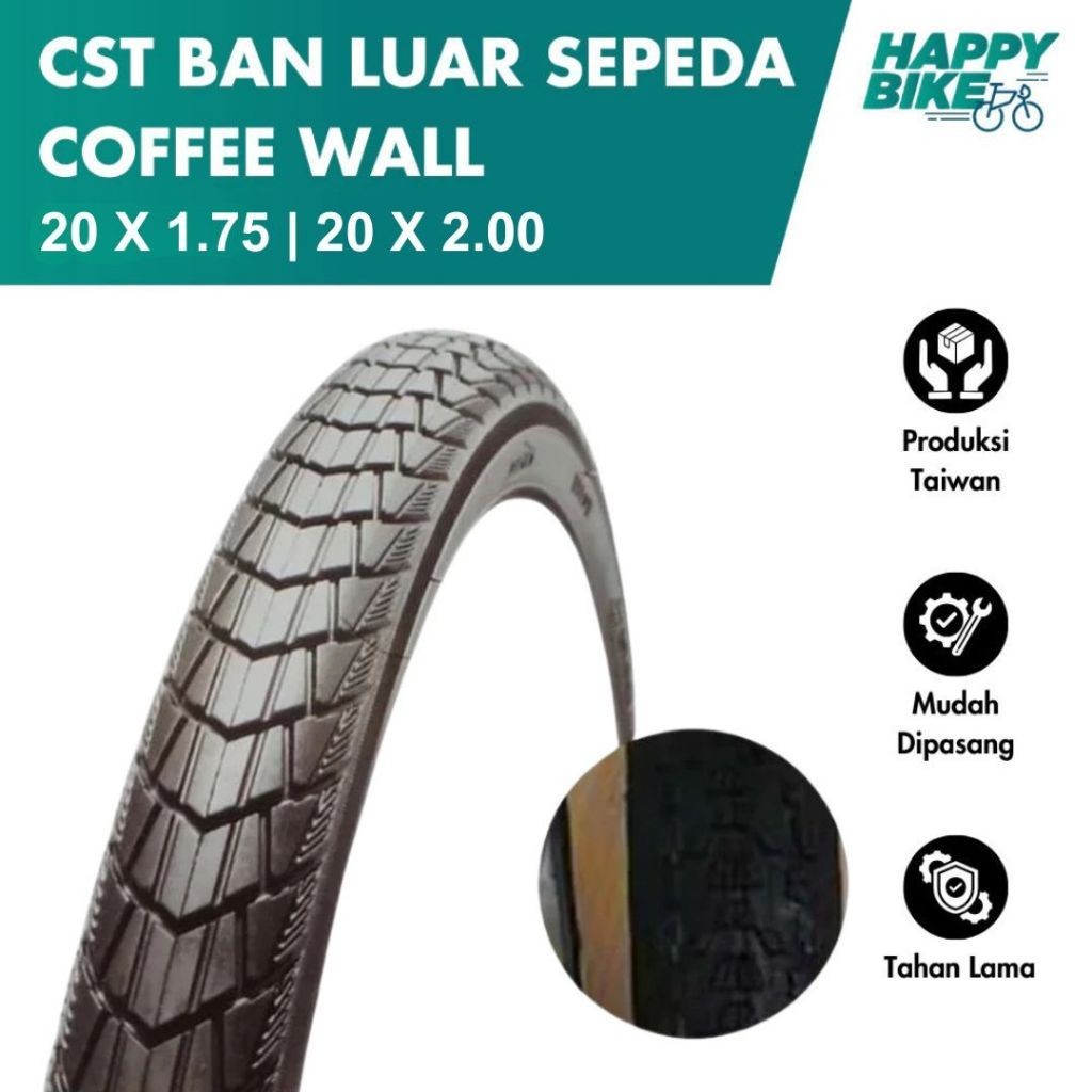 CST Tire Ban Luar Sepeda Lipat Minion BMX Coffee Wall 20 x 1.75 20 x 2.00 Nylon