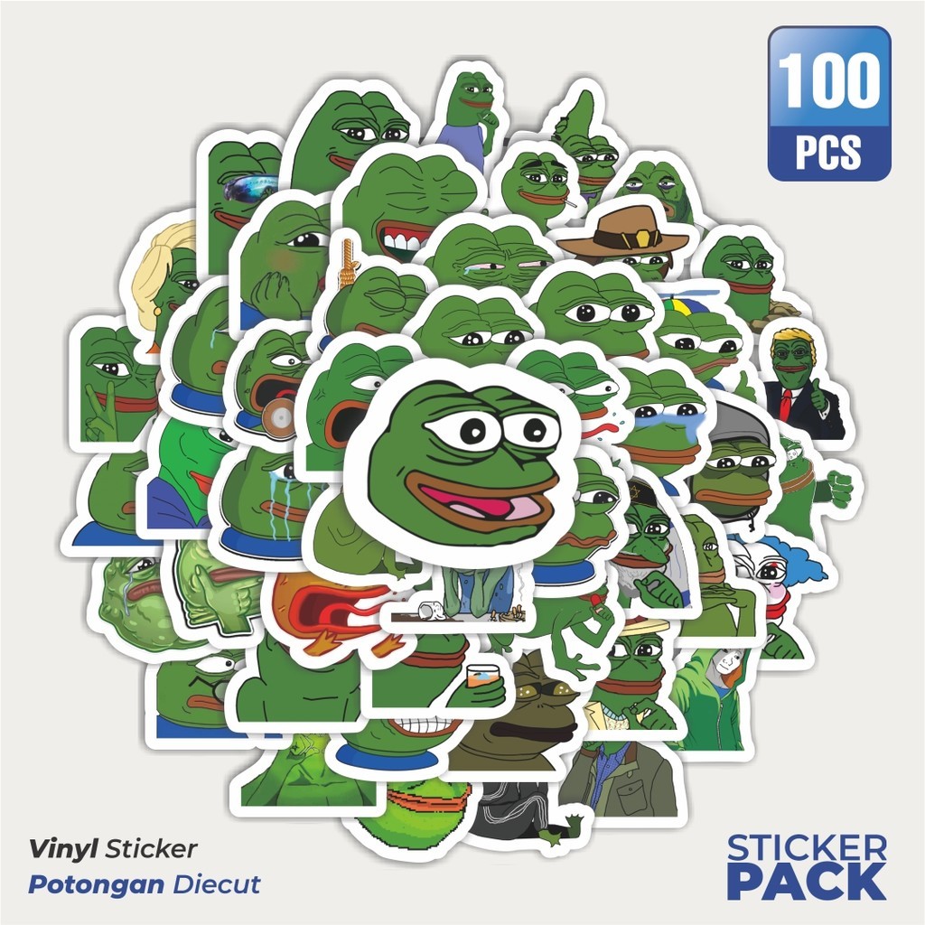 

100 PCS STIKER Kartun Katak Sedih Waterproof Aesthetic- Untuk Laptop, Motor, dan Helm - Paper Stationery Pack