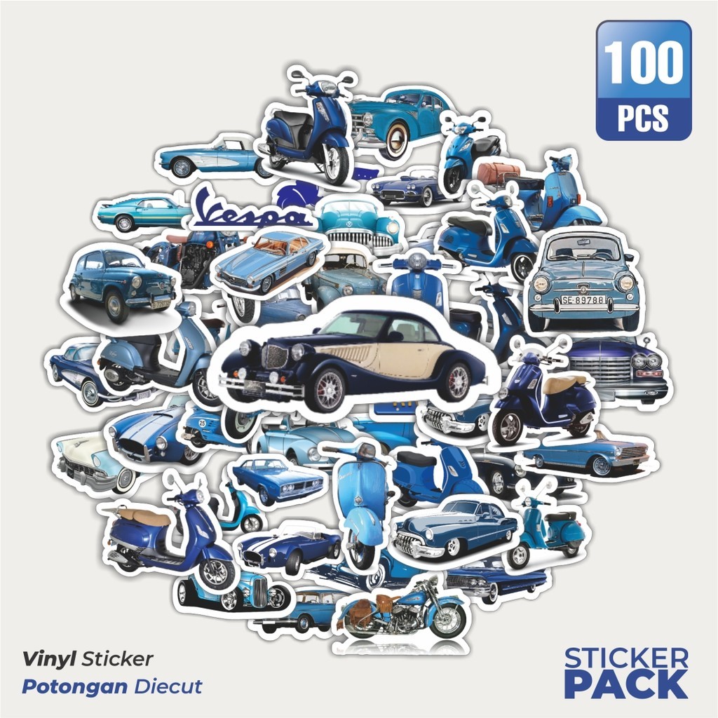 

Stiker Vinyl Stiker Mobil Motor Vespa Biru Waterproof Aesthetic- Untuk Laptop, Motor, dan Helm - Paper Stationery Pack