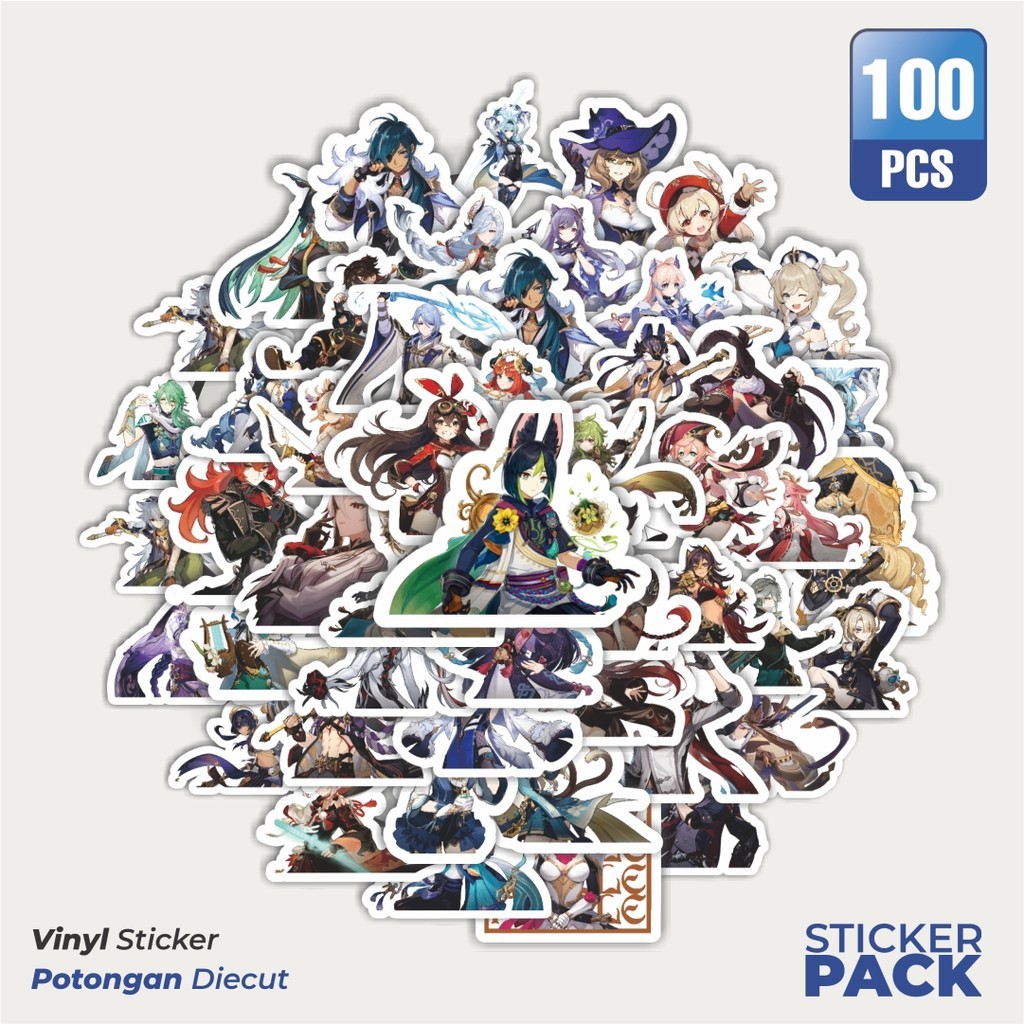 

MURAH 100 PCS Stiker Anime Full Genshin Impact Versi 1 Waterproof Aesthetic- Untuk Laptop, Motor, dan Helm - Paper Stationery Pack