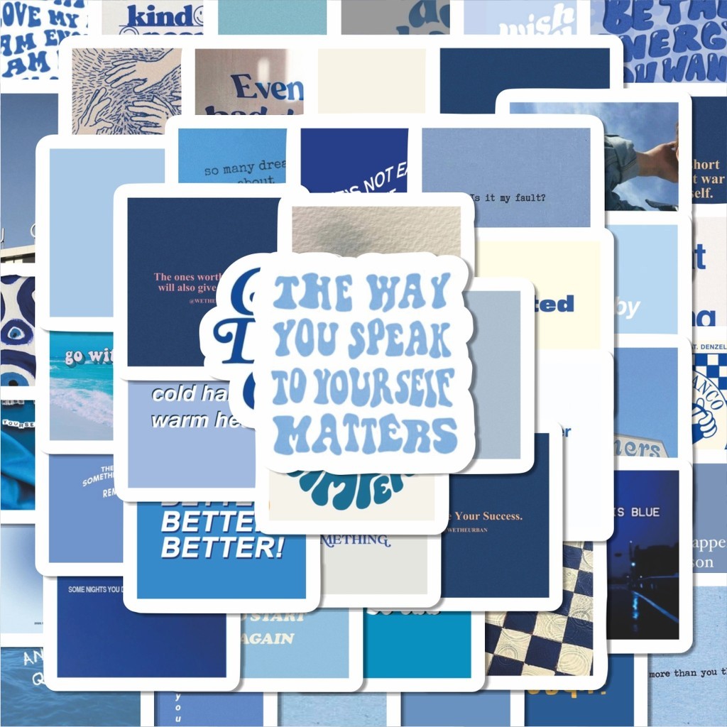 

100PCS Lucu Stiker INS Blue Stiker Stiker Aesthetic Stiker Anti Air Stikers Berperekat Waterproof sticker decal buat Motor Helm Buku Journal Koper Casing HP Laptop Botol Minum Hadiah anak
