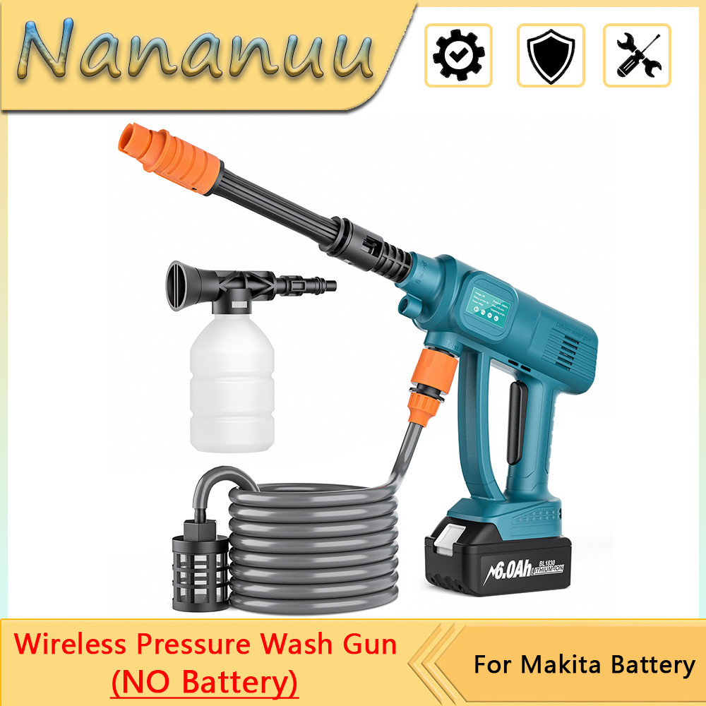 

Nananuu Wireless Pressure Wash Gun Pipe Adjustable Portable Pressure Washer Lightweight Cordless Jet Wash Car Washer