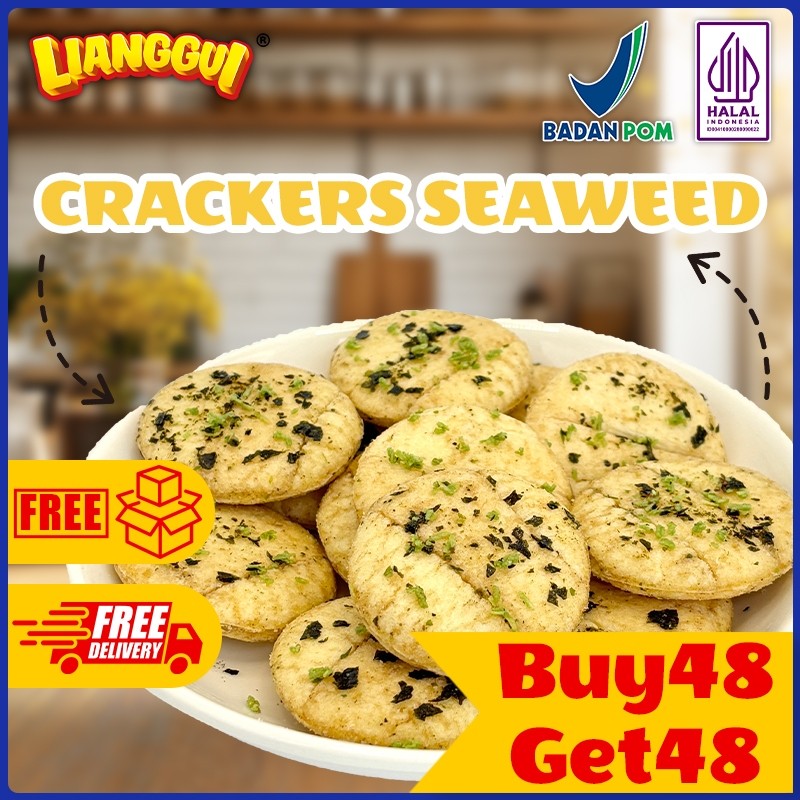 

96pcs Nori Crackers seaweed Cemilan Sehat Renyah Snack Diet Kantor Harga Hemat Biscuits Halal