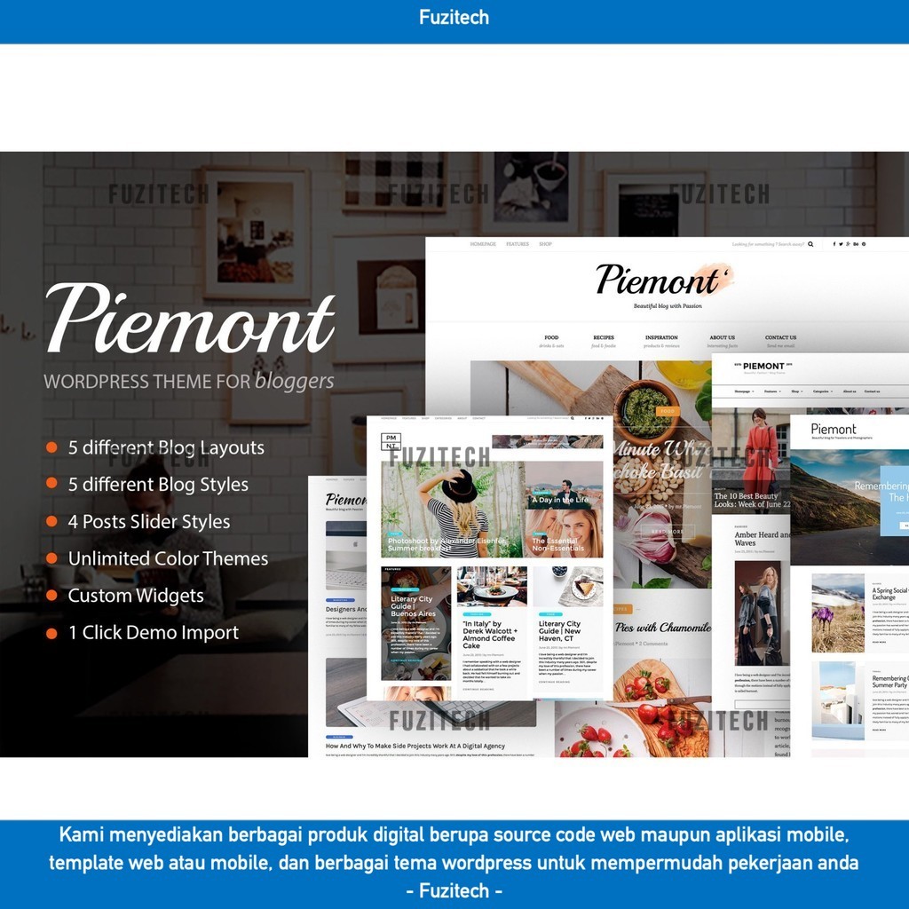 TEMA WORDPRESS PIEMONT - TRAVEL & LIFESTYLE BLOG    D5451 TEMPLATE WEB BY FUZITECH ORIGINAL