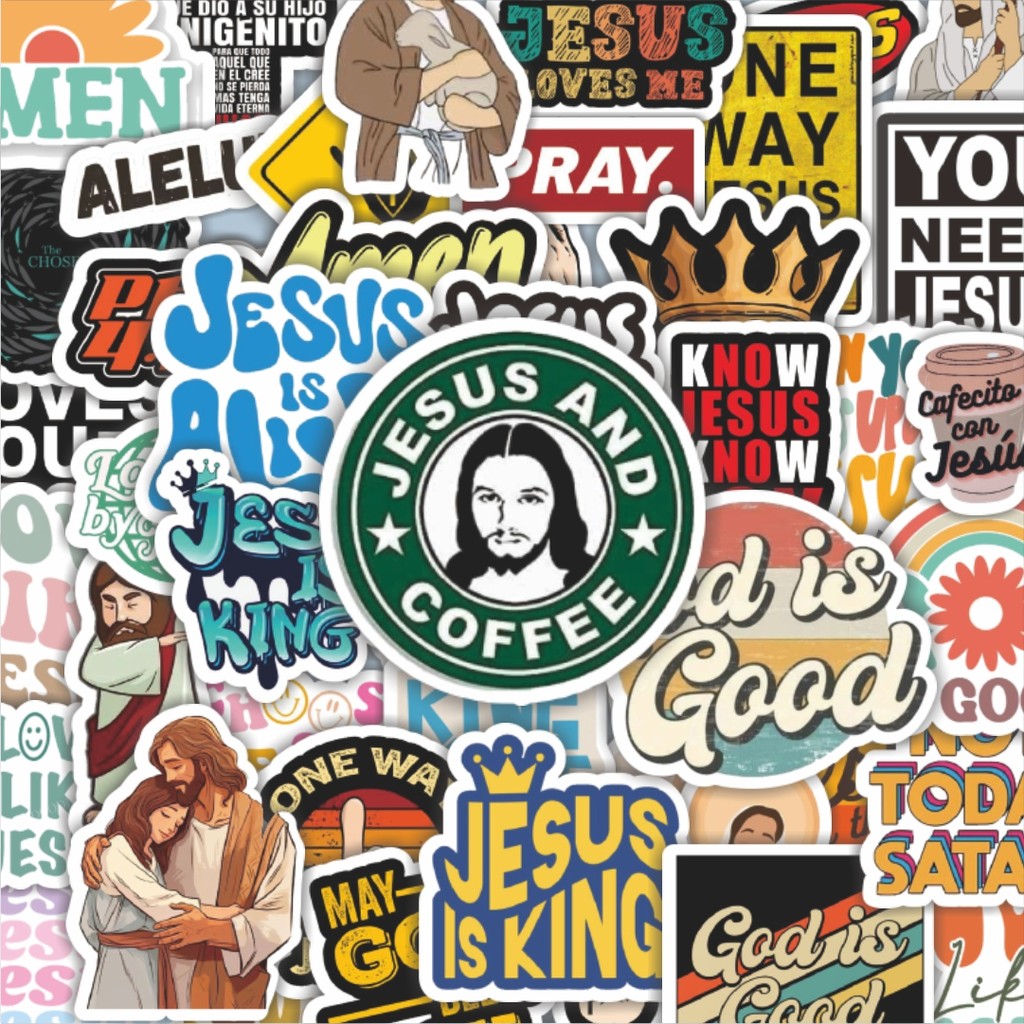 

100PCS Lucu Stiker Boho Jesus Phrases Stiker Aesthetic Stiker Anti Air Stikers Berperekat Waterproof sticker decal buat Motor Helm Buku Journal Koper Casing HP Laptop Botol Minum Hadiah anak