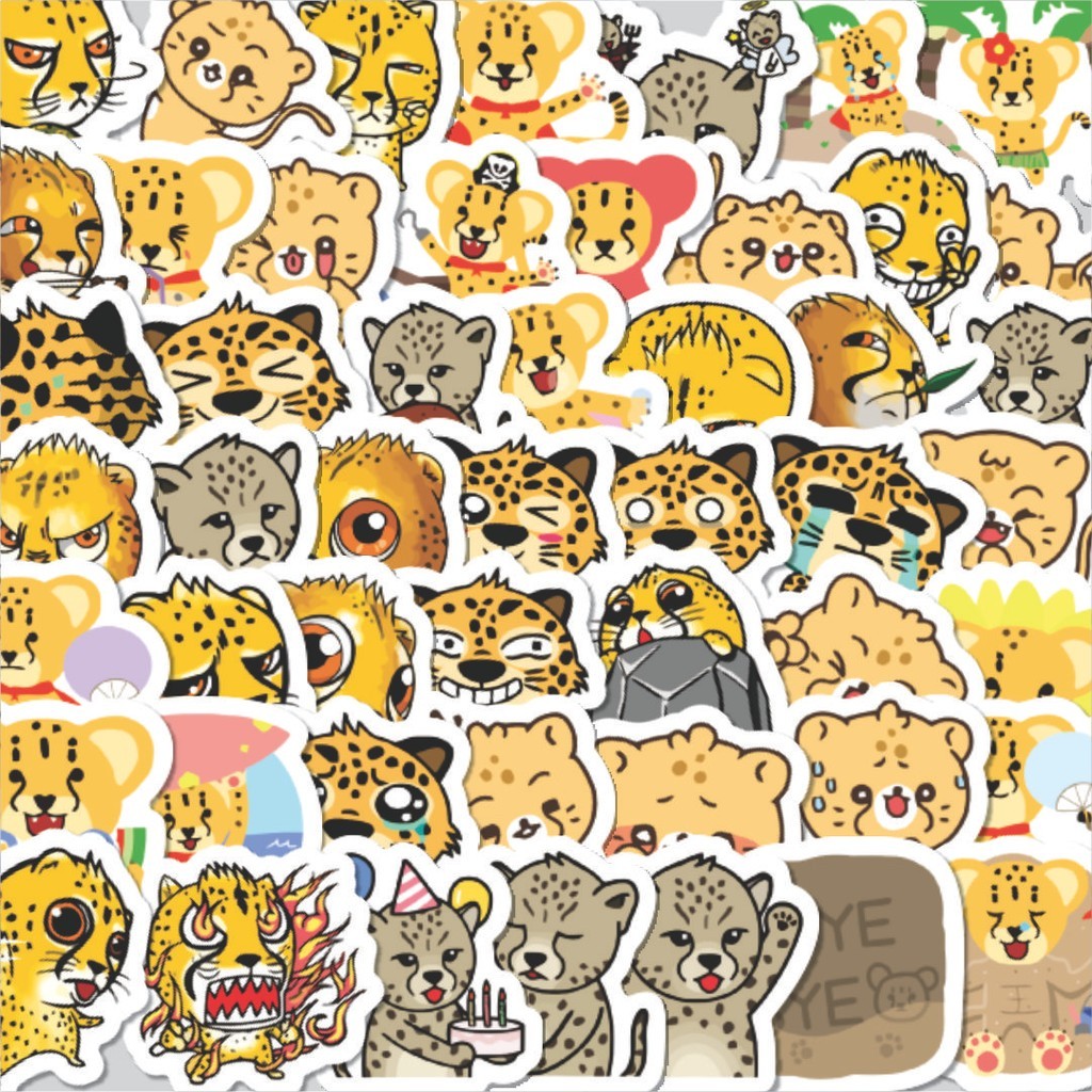 

Stiker Cutting Pack Stiker Cheetah [Citah/Kucing Besar] Isi 100Pcs Series Aesthetic Lucu Keren Untuk Koper Bahan Vynil