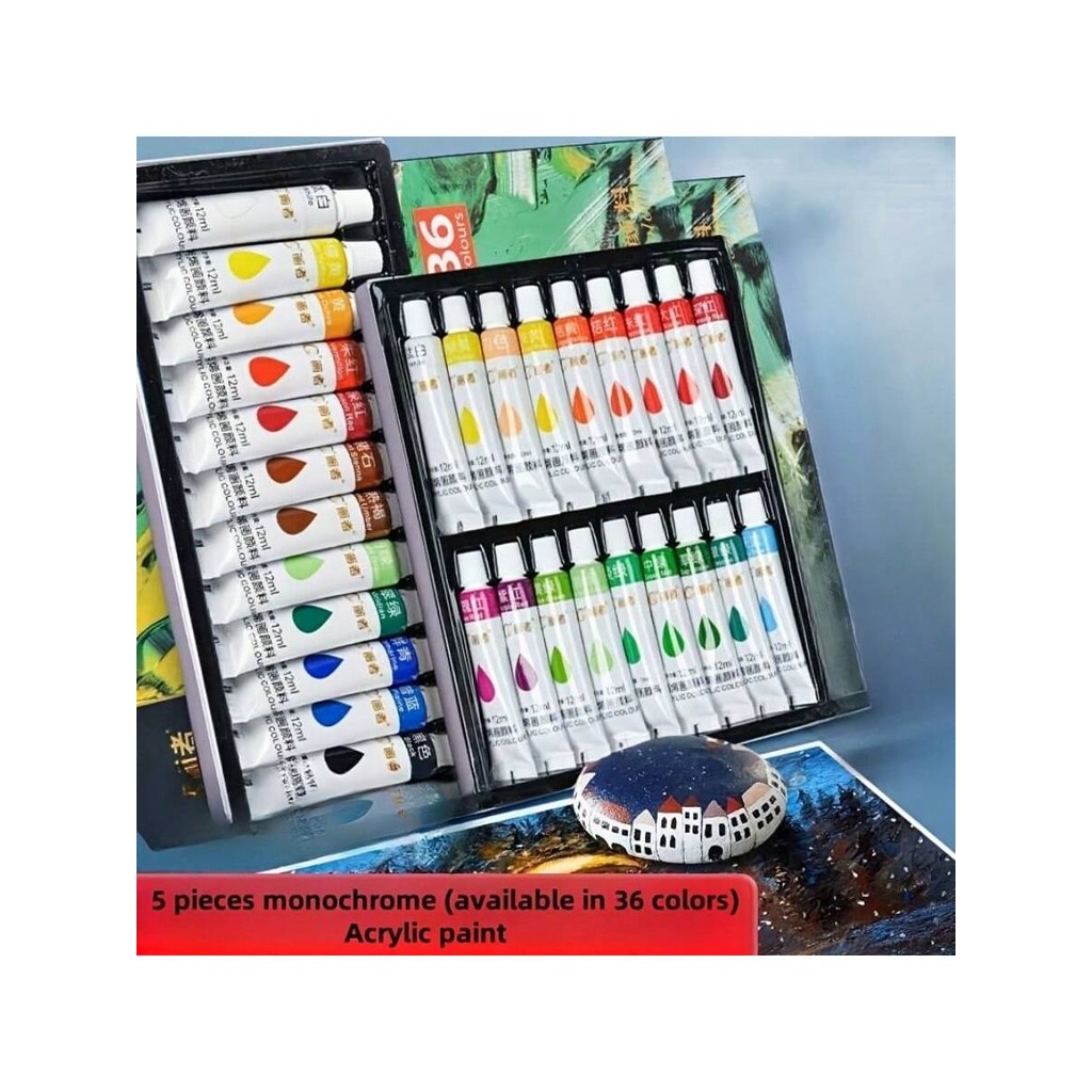 

5 monochrome acrylic paints,12ml/0.42oz (36 colors)-suitable for DIY art painting supplies, canvas, paper and fabric creations