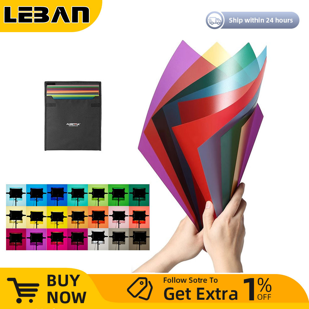 

AMBITFUL 12"x 12" 30x30cm 22pcs Color Correction Gels Set Color Gel Filter Film + Carrying Bag for Video LED Light Studio Flash