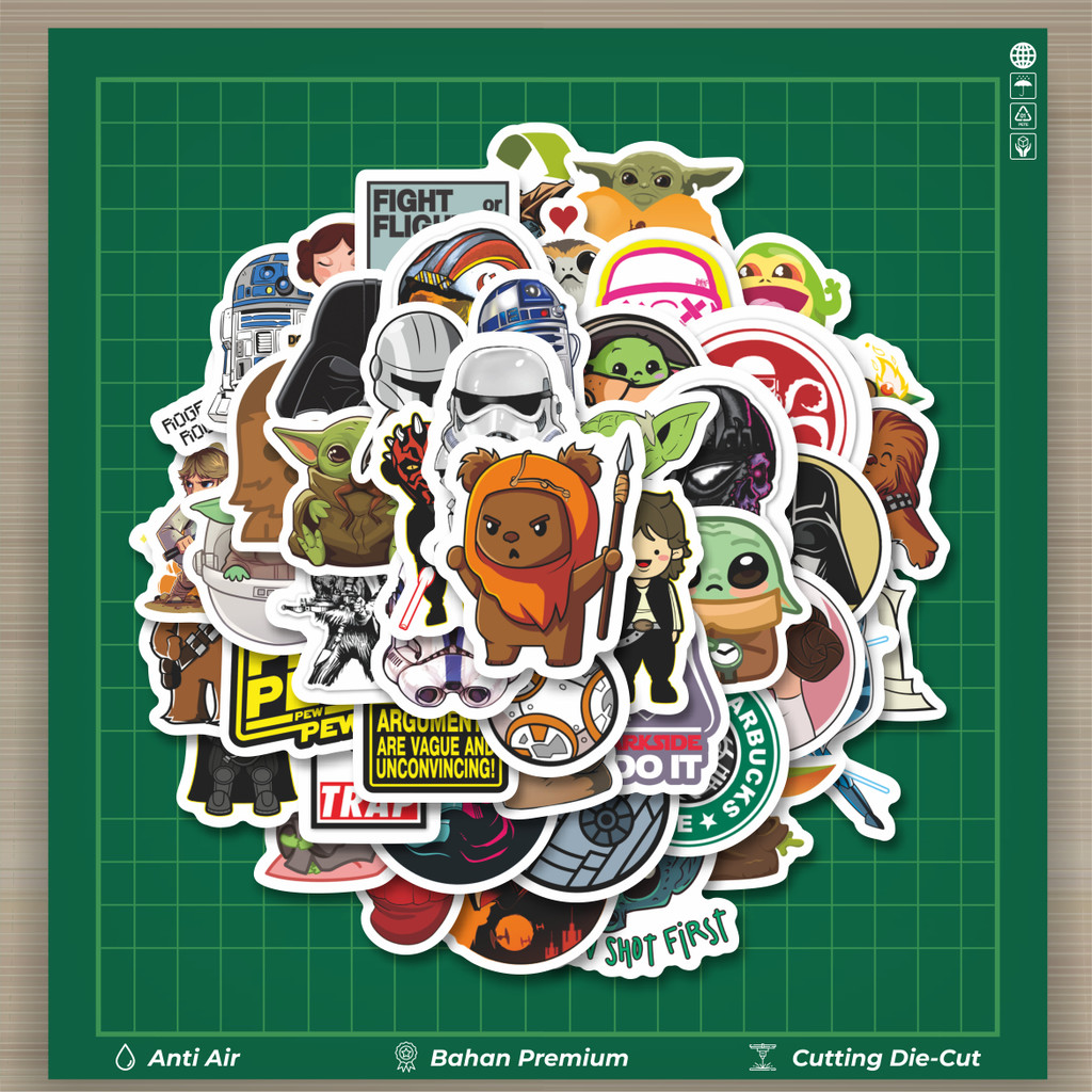 

HOT 50 PCS STIKER Stiker Kartun Star Wars Cute Stiker Dekorasi Lucu Kreatif untuk Notebook, Skateboard, HP