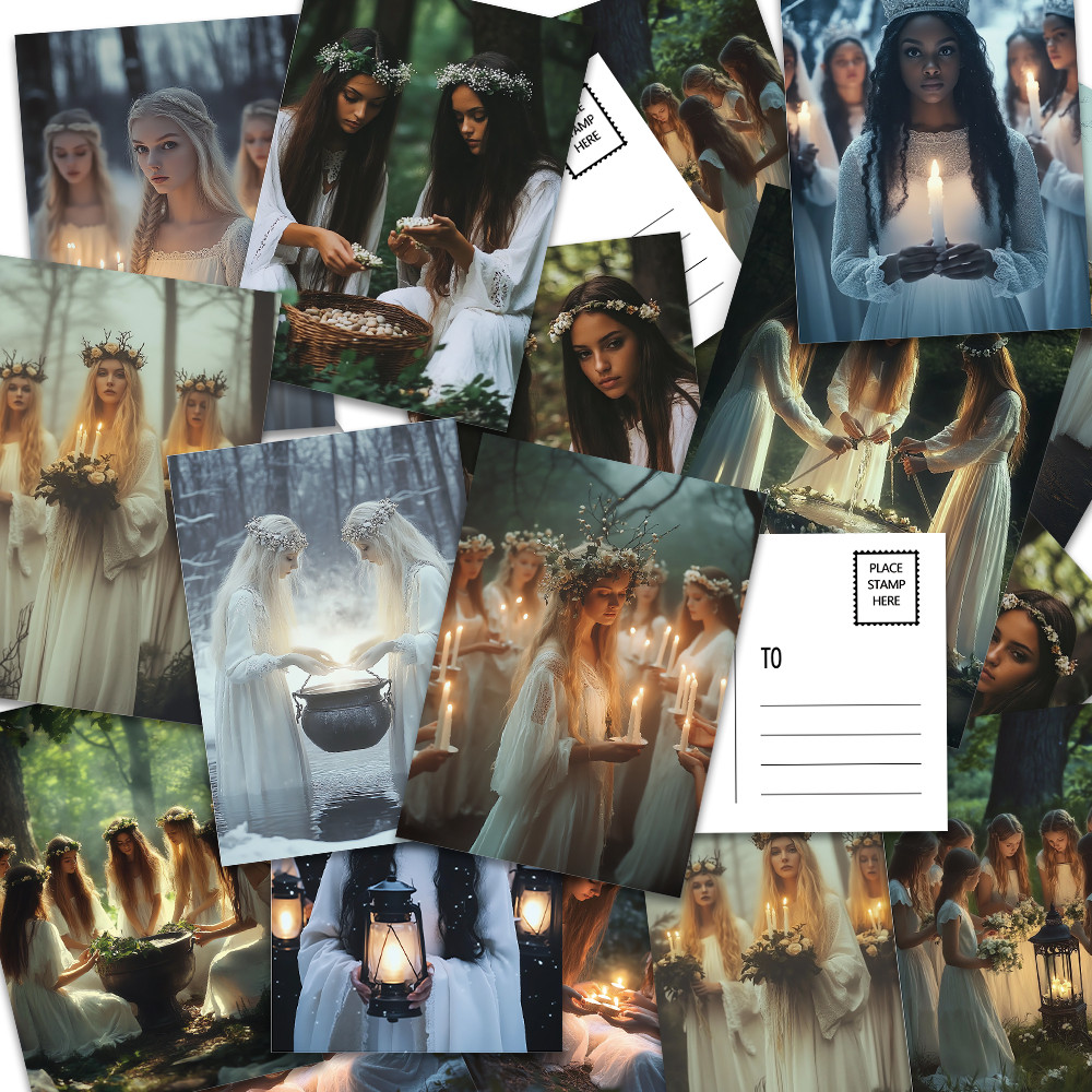 

32pcs, horror pagan summer solstice postcards, suitable for birthday/anniversary gifts, collectible, giftable, and mailable.