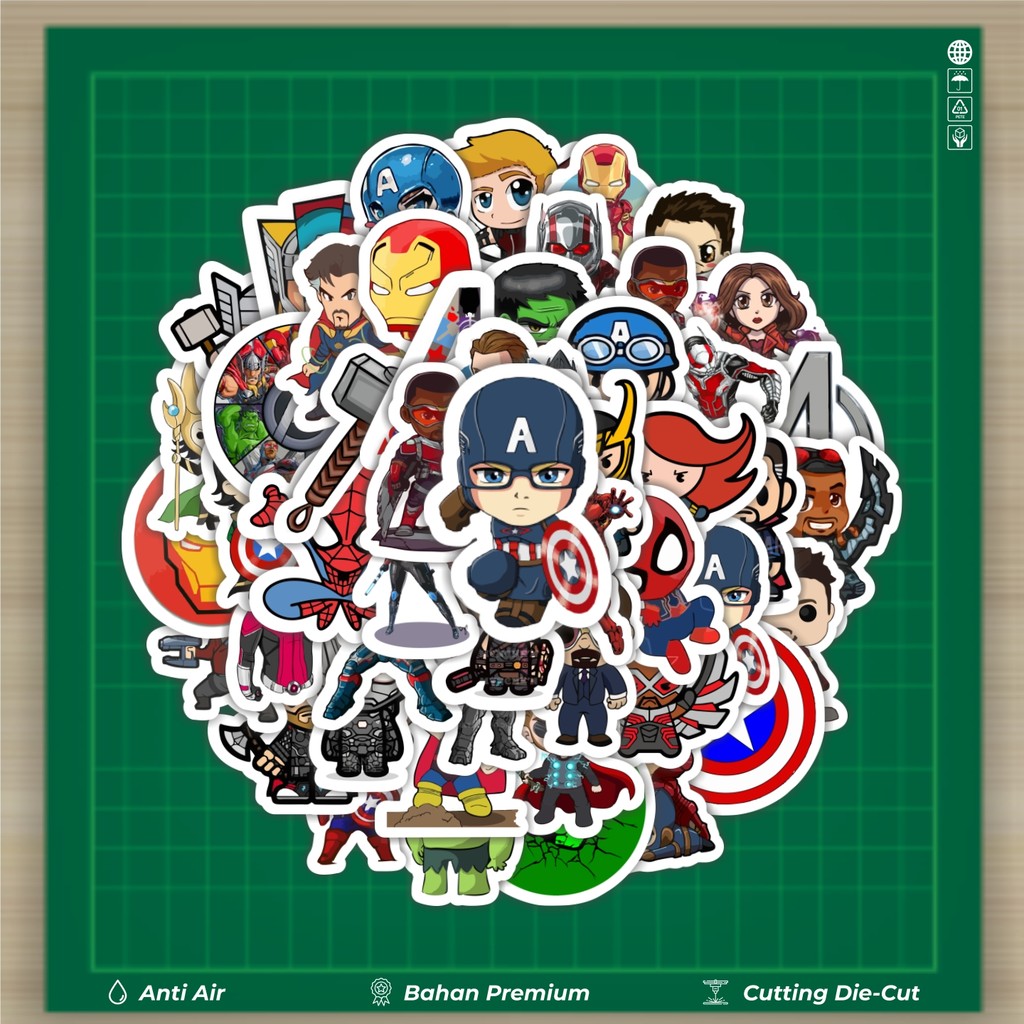 

HOT 50 PCS STIKER Stiker Kartun Marvel Avenger Stiker Fashion Cars Decal Dingin Kartu Album Custom Vinyl Anti Air- Sticker Aesthetic Buku Journal Koper Casing HP Tablet Laptop Helm Motor Botol Minum