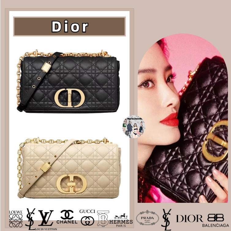 Dior / Seri Kotak-kotak / Tali Bahu yang Dapat Disesuaikan / Sedang / Kulit anak sapi / Saku dengan 