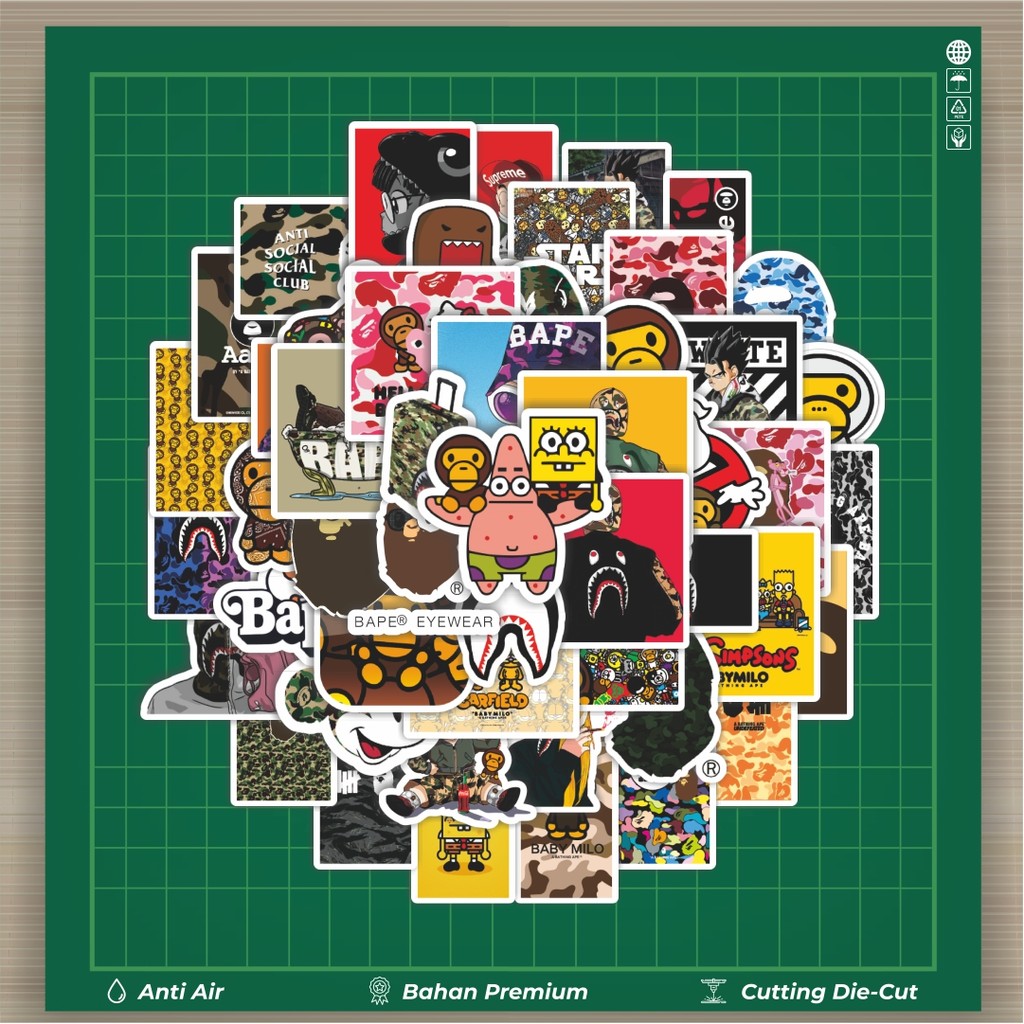 

HOT 50 PCS STIKER Stiker Bape Shark Stiker Fashion Cars Decal Dingin Kartu Album Custom Vinyl Anti Air- Sticker Aesthetic Buku Journal Koper Casing HP Tablet Laptop Helm Motor Botol Minum