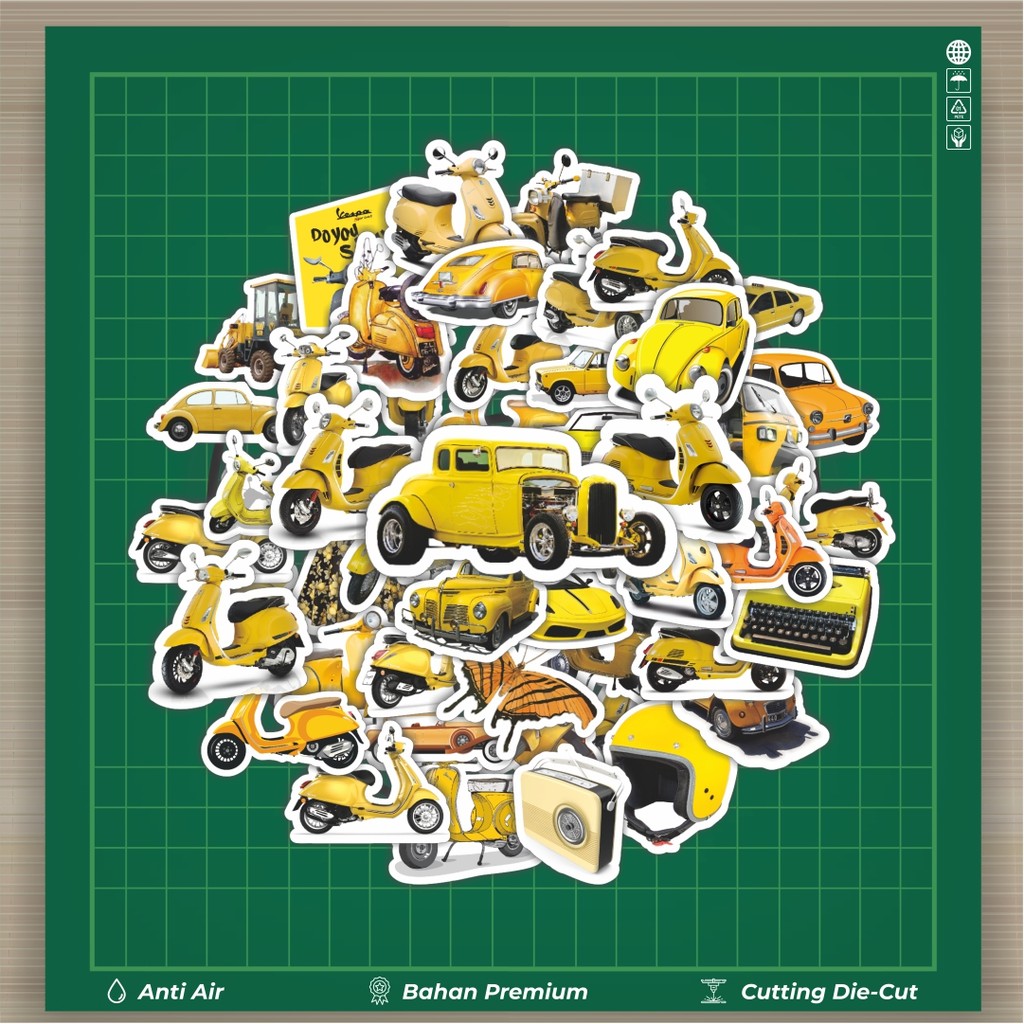 

HOT 50 PCS STIKER Stiker Mobil Motor Vespa Kuning Stiker Fashion Cars Decal Dingin Kartu Album Custom Vinyl Anti Air- Sticker Aesthetic Buku Journal Koper Casing HP Tablet Laptop Helm Motor Botol Minum