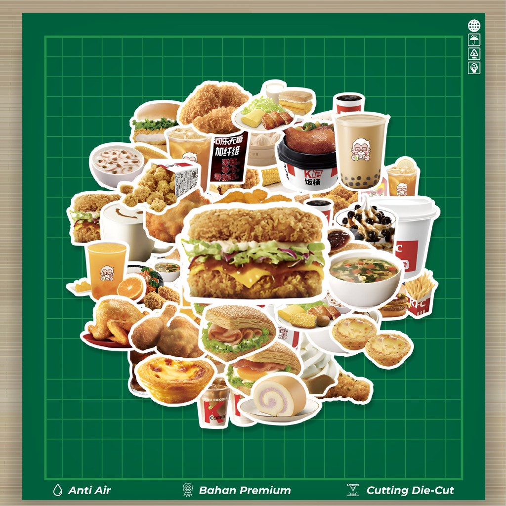 

HOT 50 PCS STIKER Stiker Makanan & Minuman KFC Lezat Stiker Fashion Cars Decal Dingin Kartu Album Custom Vinyl Anti Air- Sticker Aesthetic Buku Journal Koper Casing HP Tablet Laptop Helm Motor Botol Minum