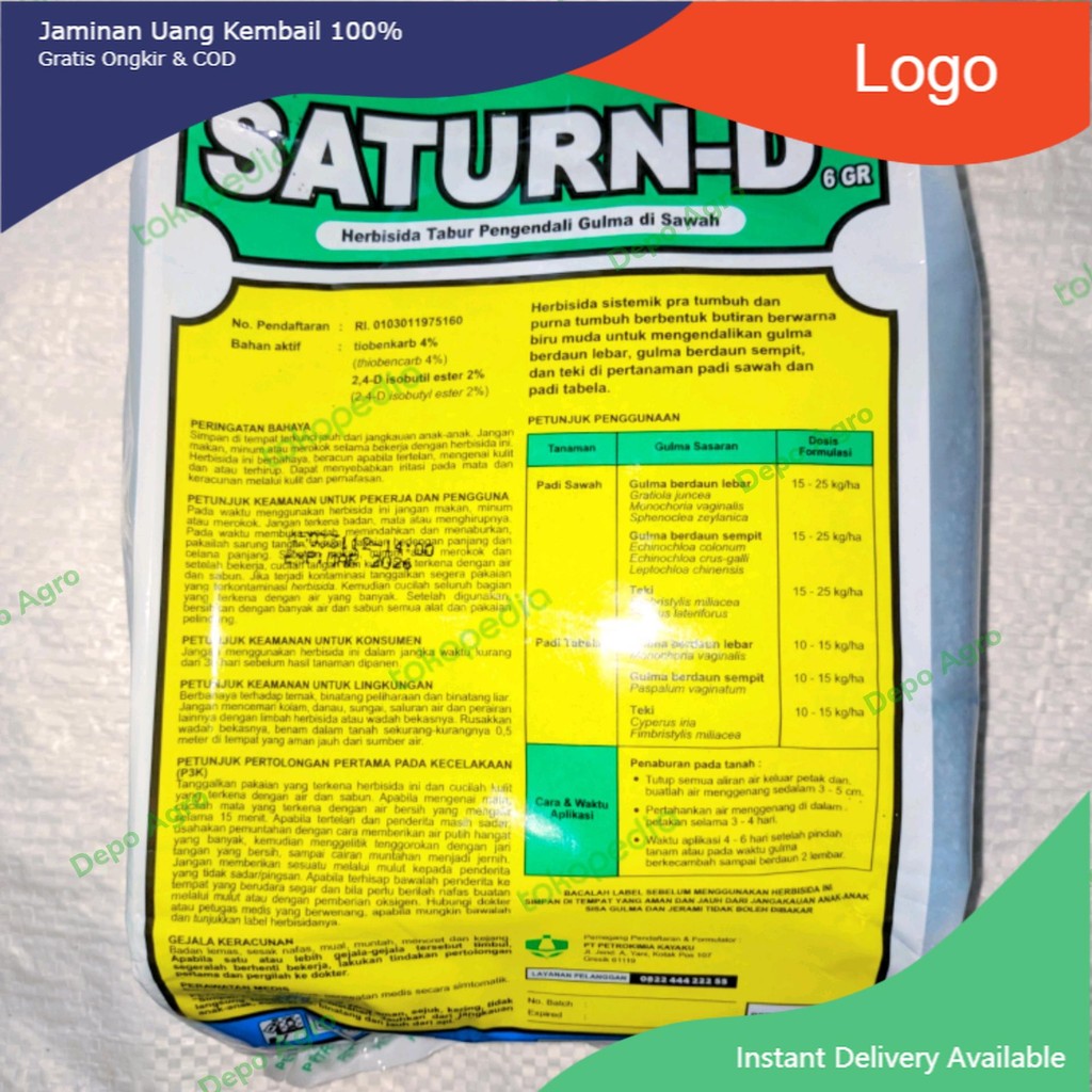 SATURN D 6GR Herbisida Tabur Pra Tumbuh Pada Tanaman Padi 2KG