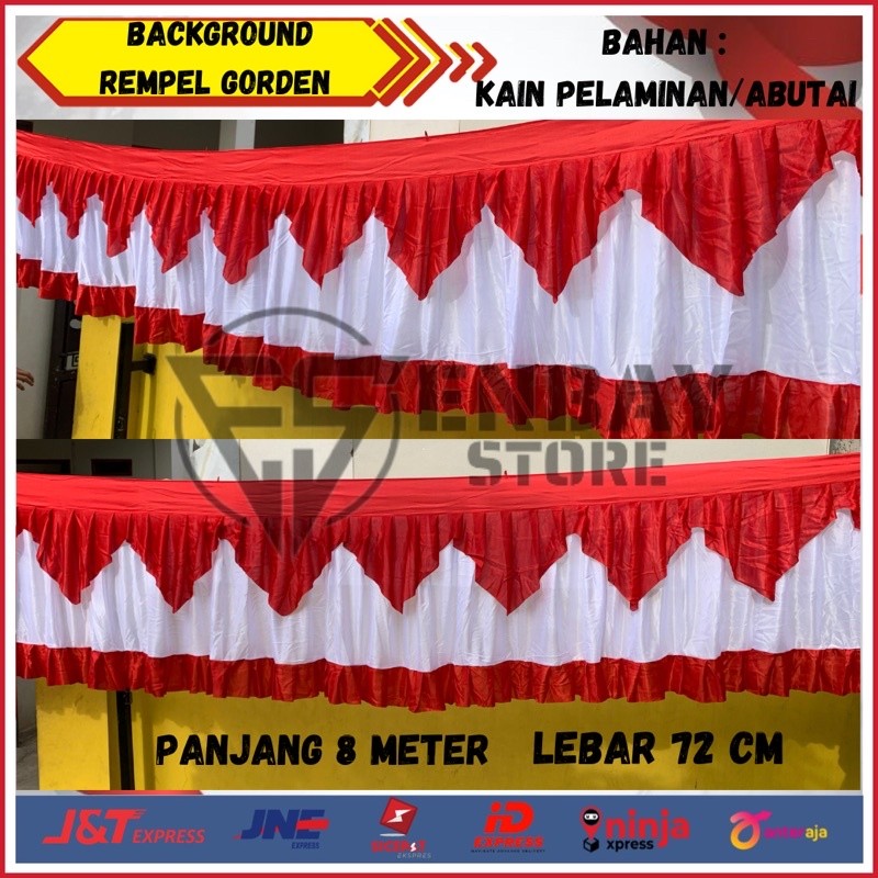 BENDERA BACKGROUND MERAH PUTIH REMPEL GORDEN(8 METER)