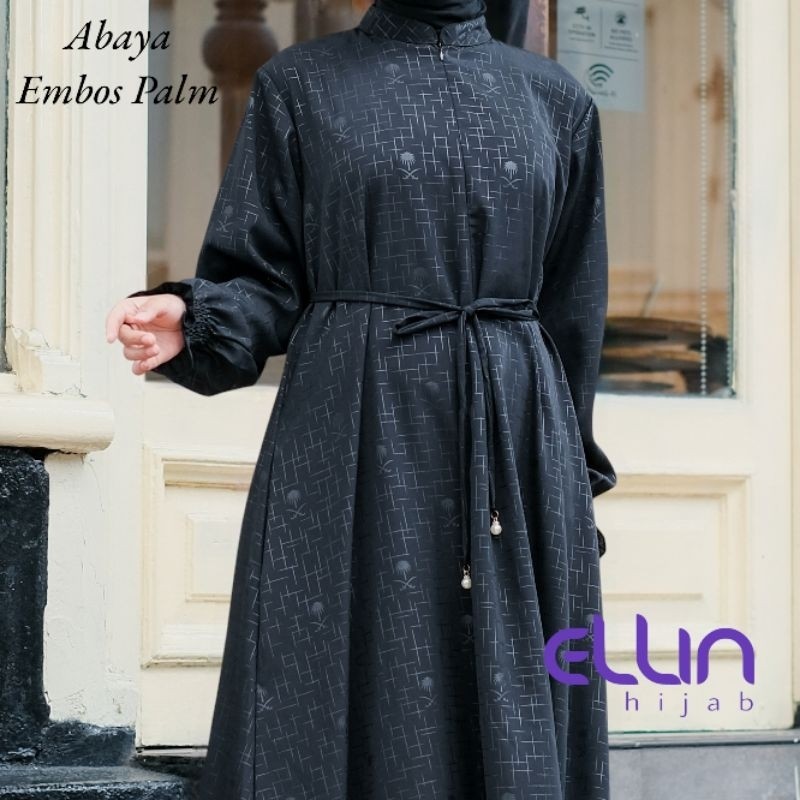 New Ellin Hijab Abaya Wanita Emboss Palm Busui Friendly