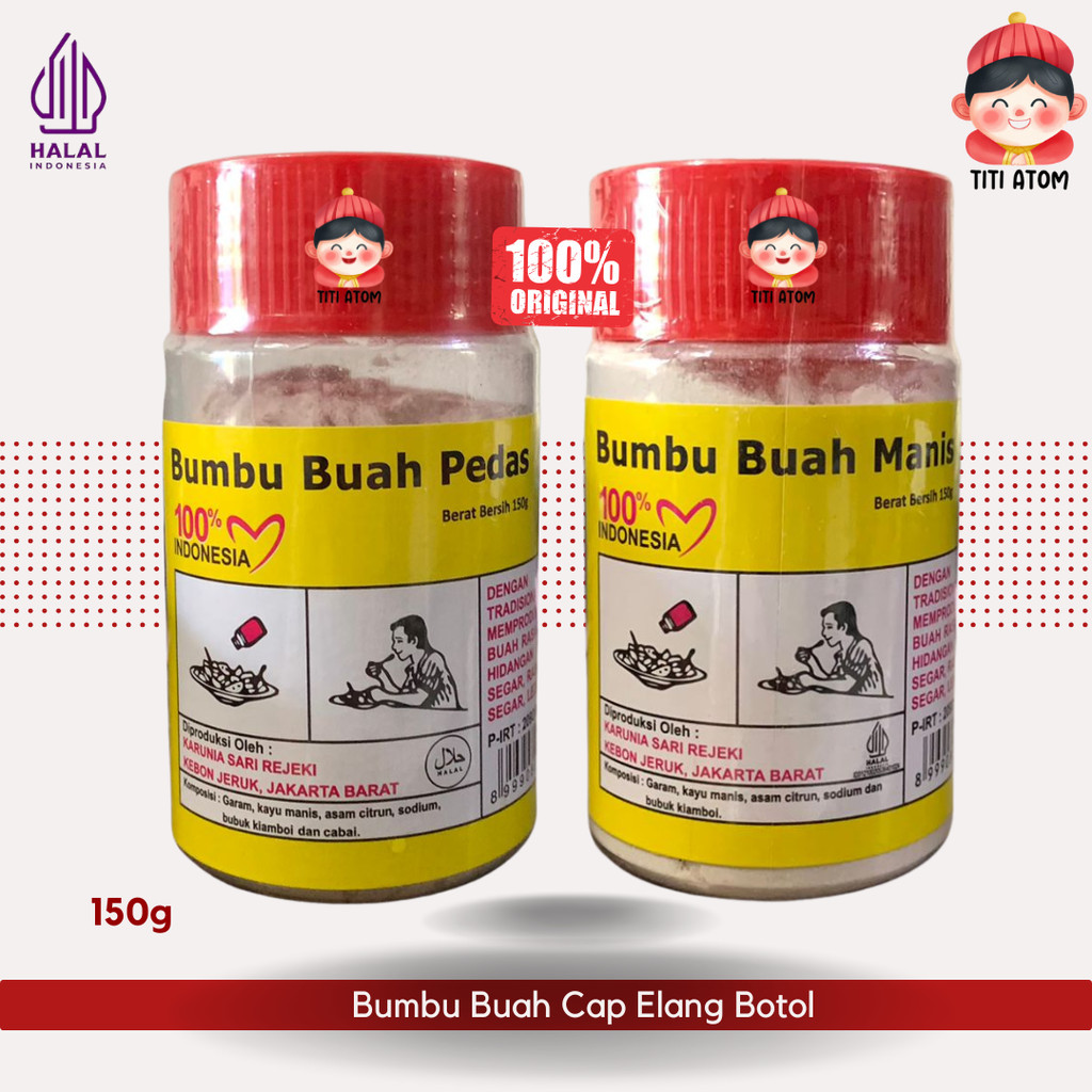 

Bumbu Garam Buah Bubuk Kiamboy Kiamoy Manis Pedas Botol Cap Elang 150g