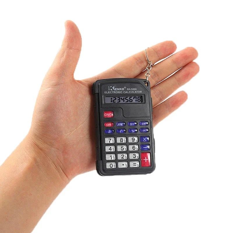 

Mini Protable Digit Calculator Pocket Size Mini Plastic 8 digits Electronic Mini Calculator Keychain Office Supplies