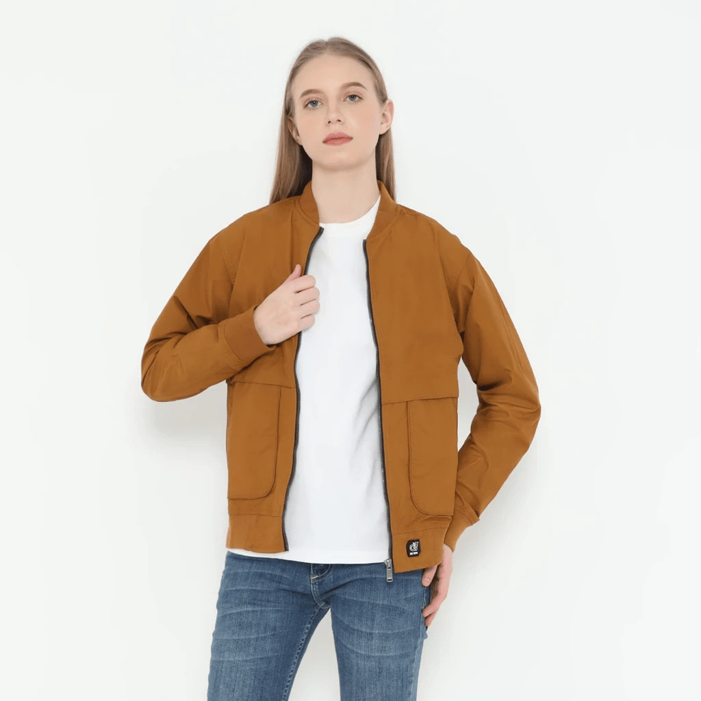 d&f Jaket Parasut Wanita Bomber - Tobaco