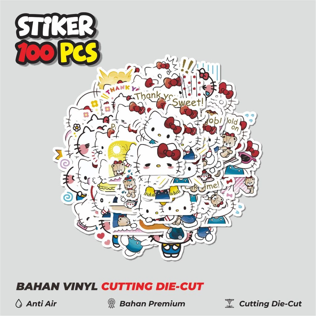

Terbaru! 50 pcs Stiker Kartun Hello Kitty V3 Dekorasi Lucu Kreatif untuk Notebook, Skateboard, HP