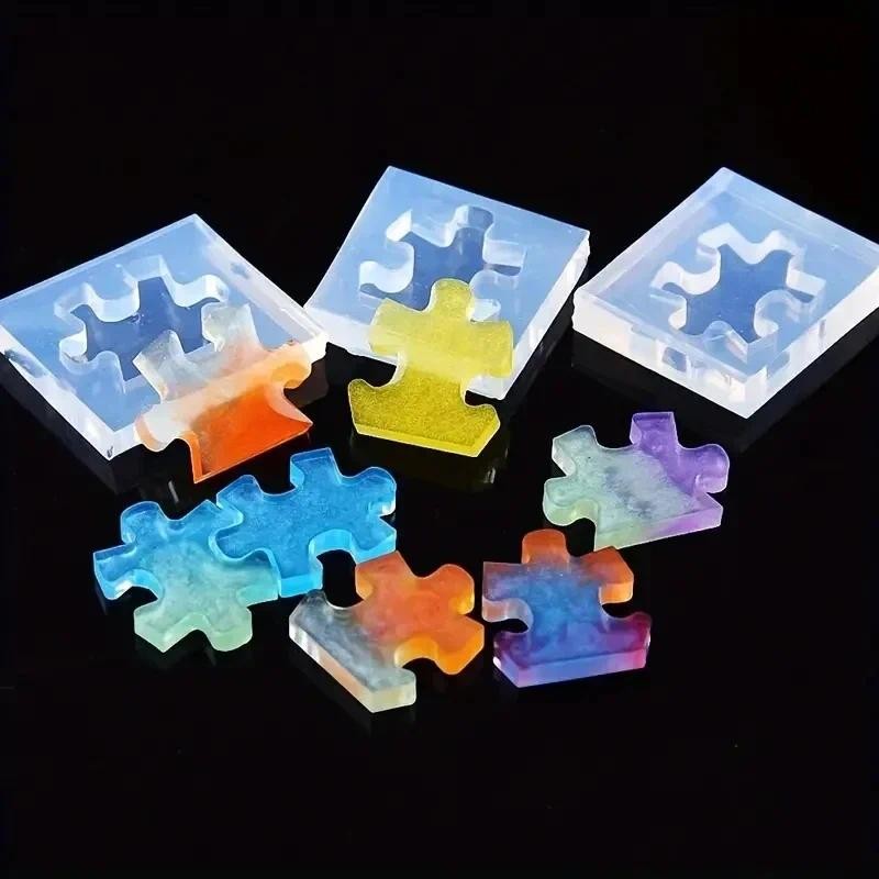 

1Set Puzzle Piece Silicone Resin Molds, Mini Heart Shaped Puzzle Silicone Epoxy Resin Jewelry Earring Necklace Pendant