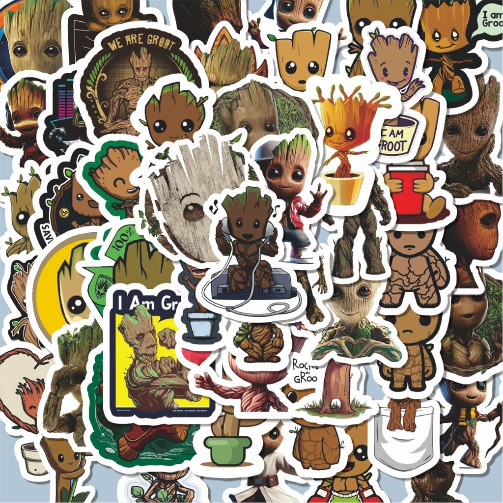 

100PCS Lucu Stiker Groot Series 2 Marvel Superhero Stiker Aesthetic Stiker Anti Air Stikers Berperekat Waterproof sticker decal buat Motor Helm Buku Journal Koper Casing HP Laptop Botol Minum Hadiah anak