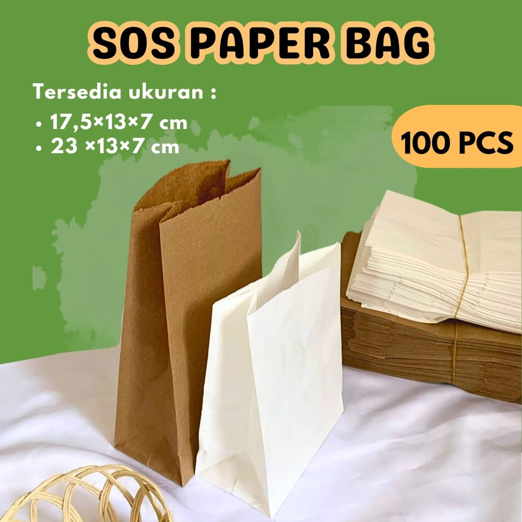 (100 Pcs ) Sos Bag Paper/Kertas kentang/Kertas gorengan/paperbag makanan