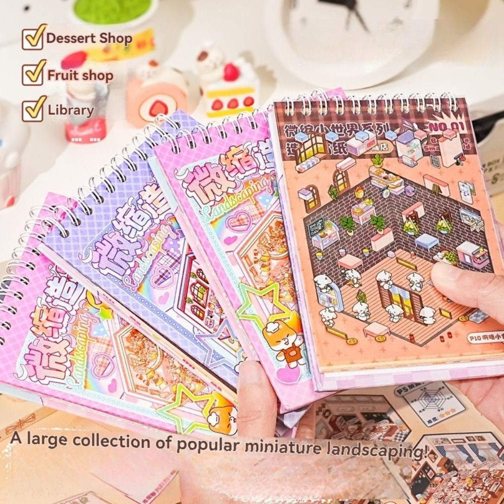 

10 in 1 Landscape Sticker Book Cartoon DIY Cabin Scene Pocket Sticker Tear-proof Free Combination Cabin Scene Decorative Decals