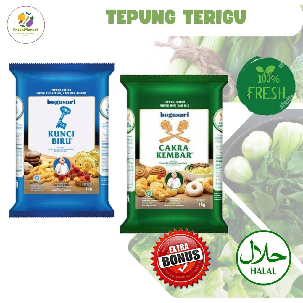 

Tepung Bogasari Kunci Biru Cakra Kembar 1kg Sayurinstant